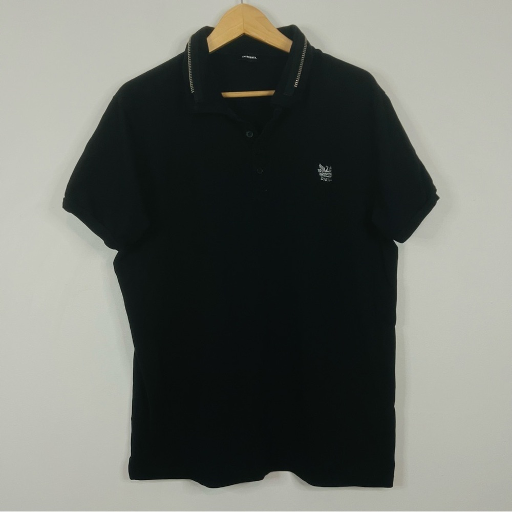 Diesel Black Polo Shirt with Embroidered Logo